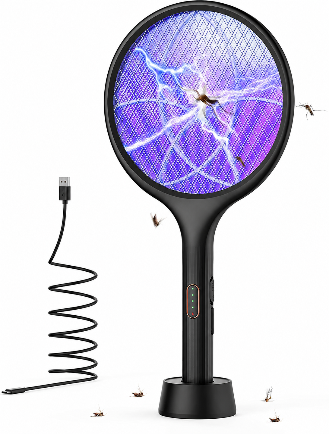 Raquette Électrique Anti-Moustique-Mouche Rechargeable USB