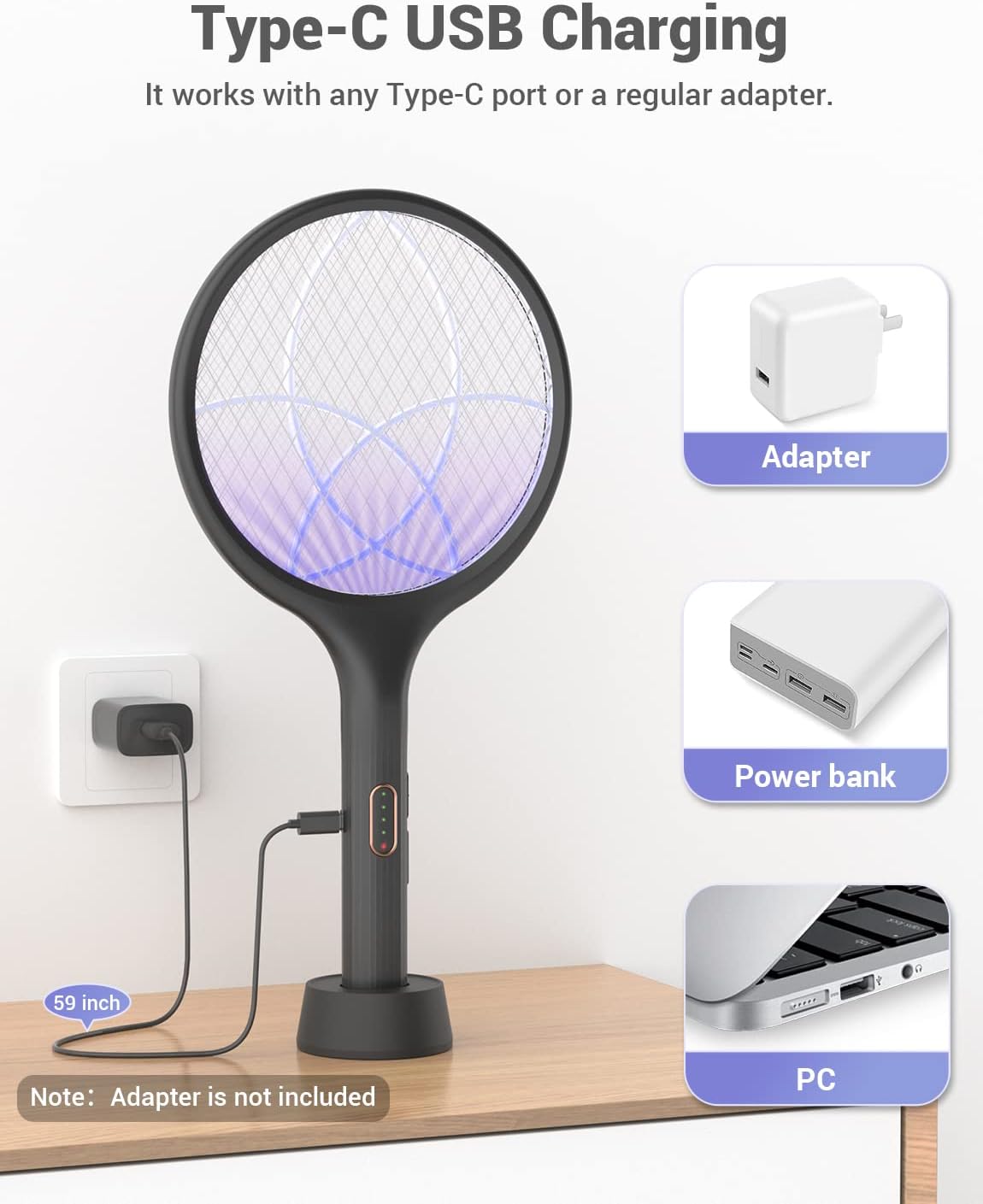 Raquette anti-insectes rechargeable